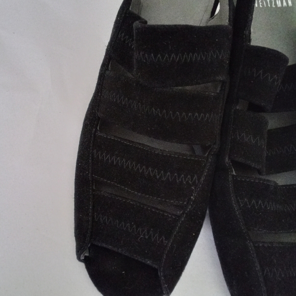 Stuart Weitzman Spando Black Nubuck Suede Strappy Slingback Wedges 7.5 M $398 - Picture 9 of 11